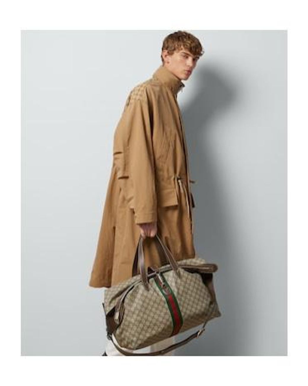 Gucci Natural Hooded Pattern-Detail Coat for men