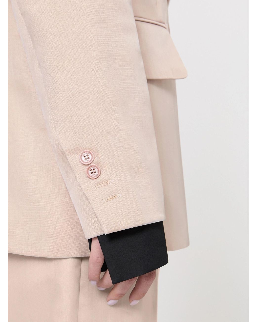 Max Mara Natural Feltro Double-Breasted Tailored Blazer