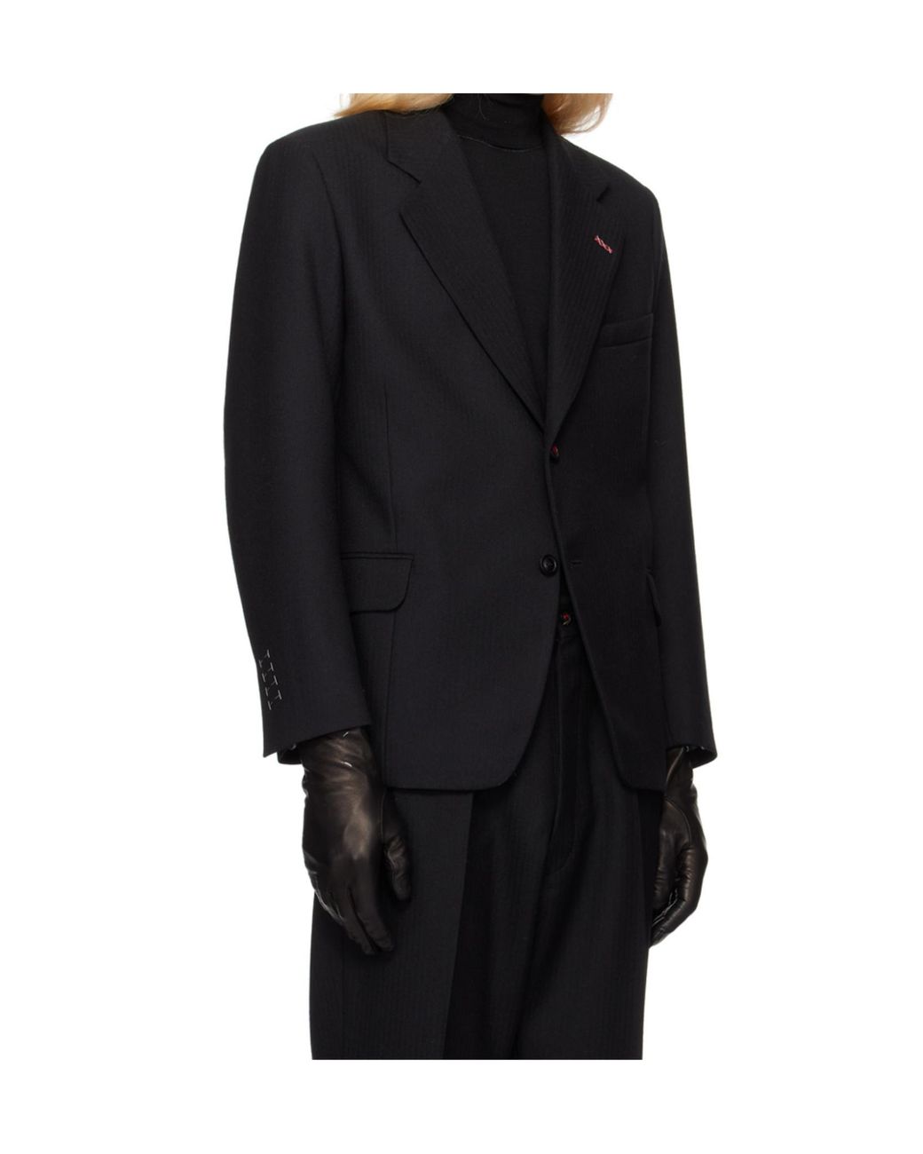 Maison Margiela Black Herringbone Single-Breasted Blazer for men
