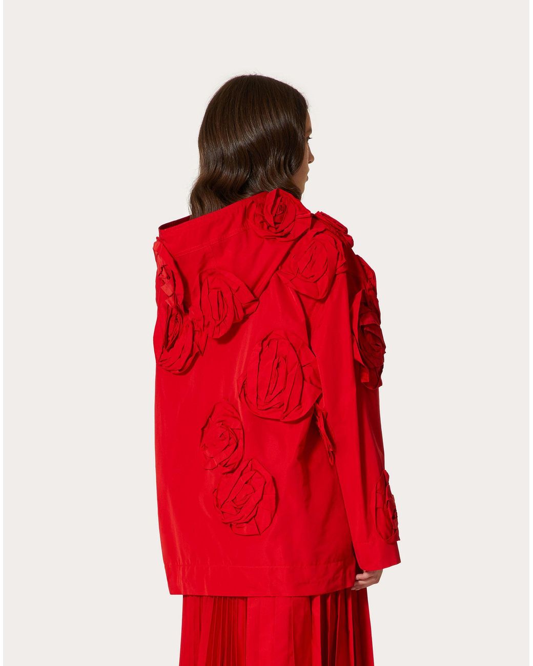 Valentino Red Embroidery Rose Hooded Hoodie