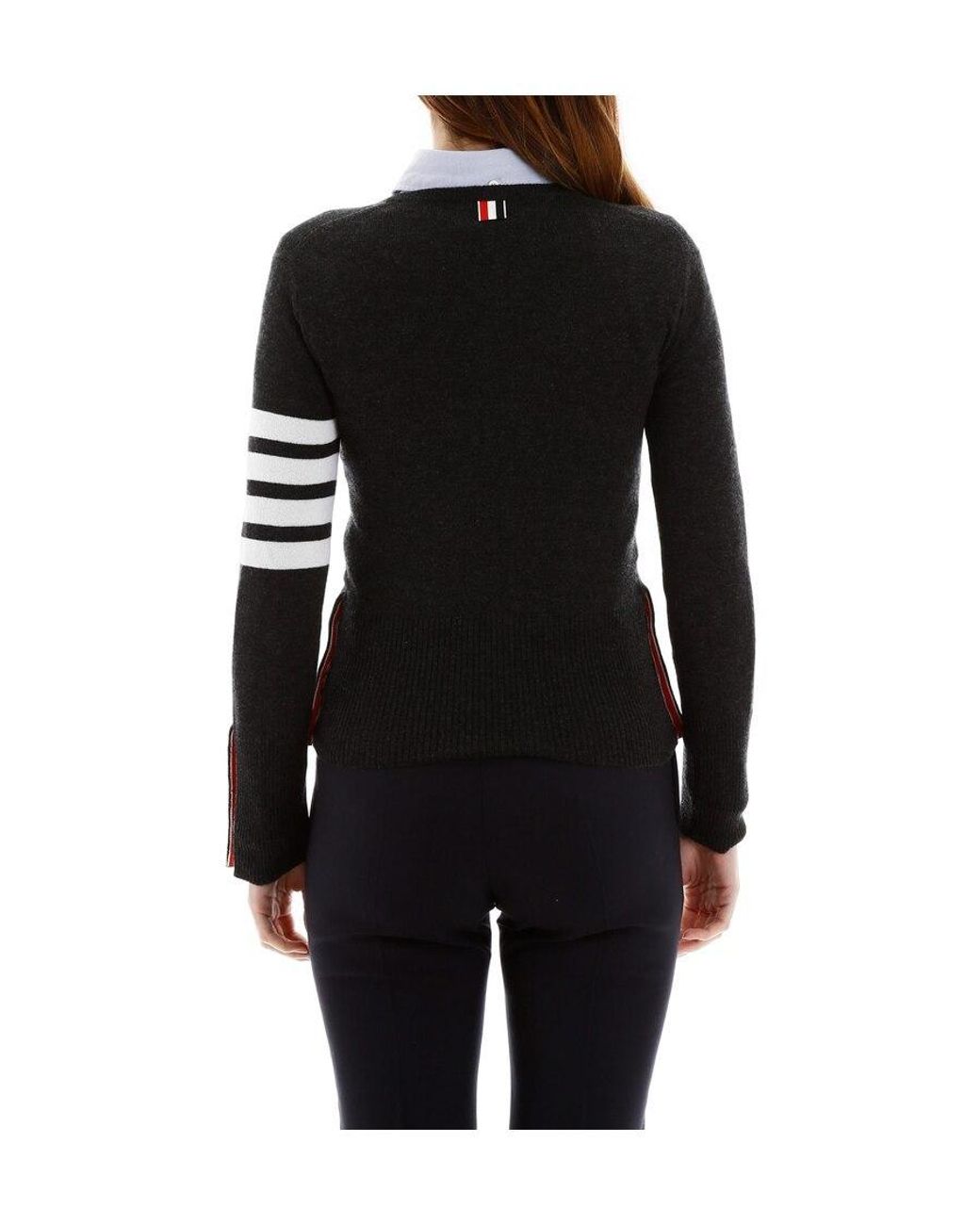 Thom Browne Black 4-Bar Crewneck Jumper