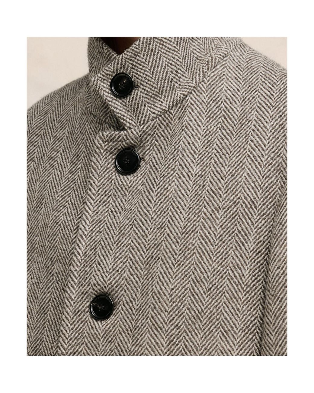 AMI Gray High-Neck Wool Coat