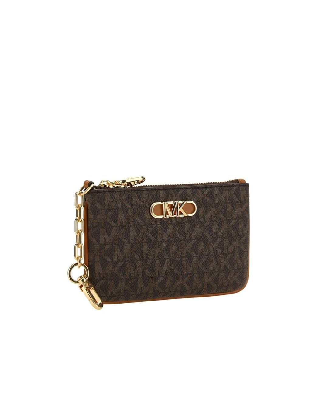 MICHAEL Michael Kors Brown Logo-Plaque Zip-Up Leather Purse for men
