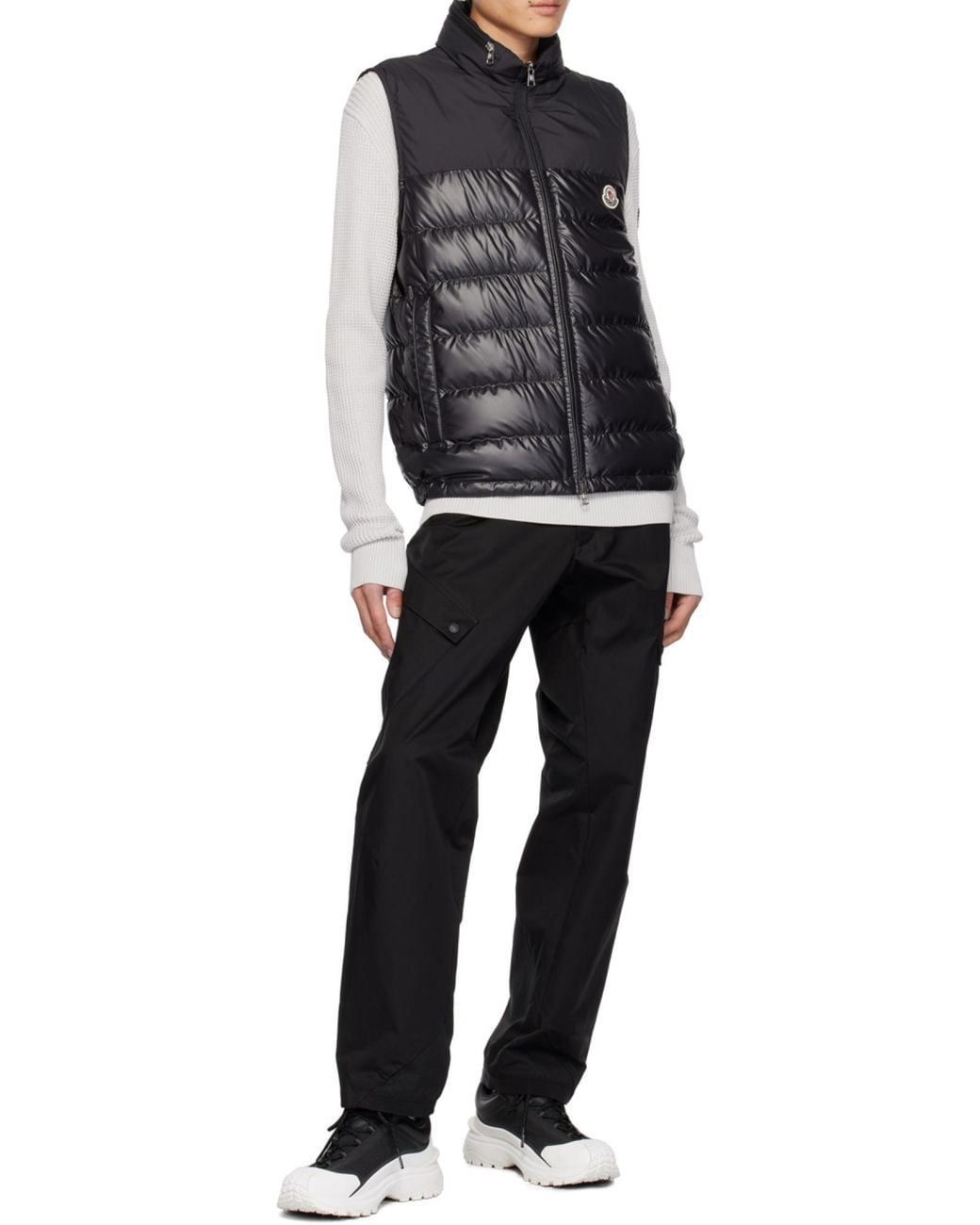 Moncler Gray Logo Patch Quilted Vest for men