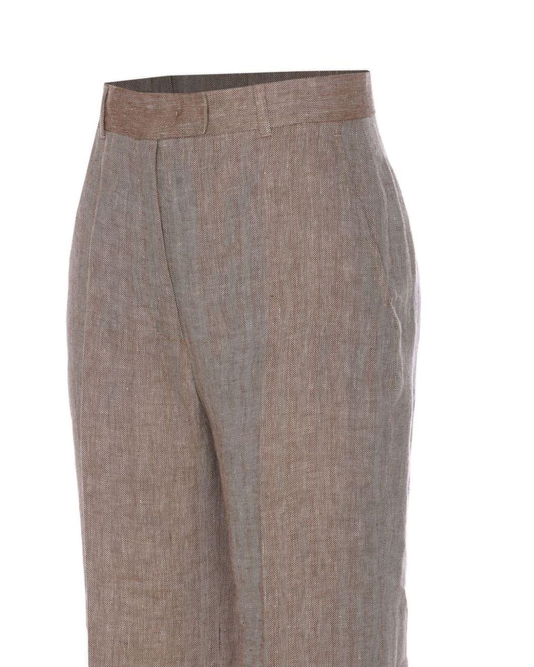 Max Mara Gray Studio Satira Pleat Detailed Straight Leg Trousers
