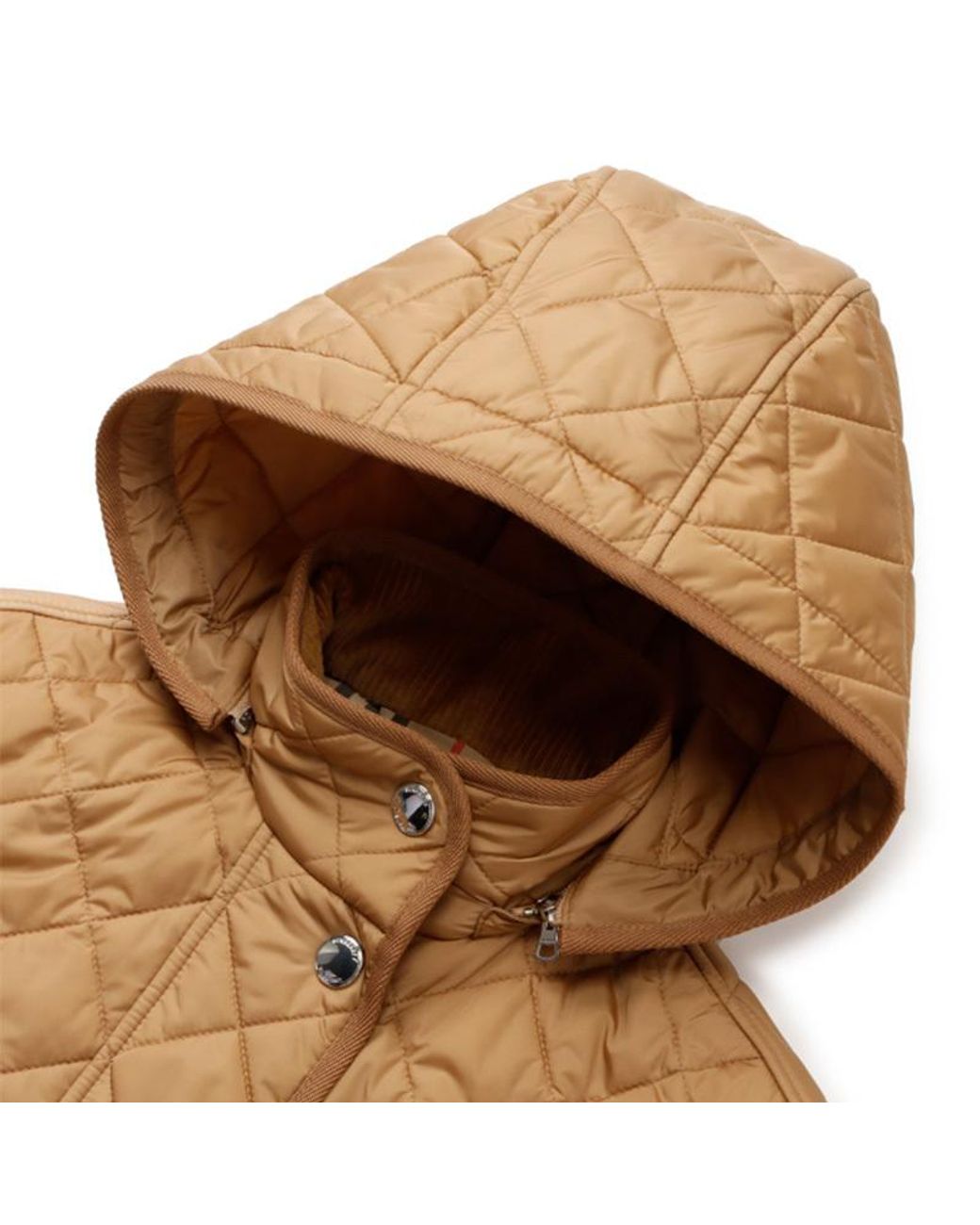 Burberry Natural Diamond-Quilted Drawstring Waist Hooded Jacket