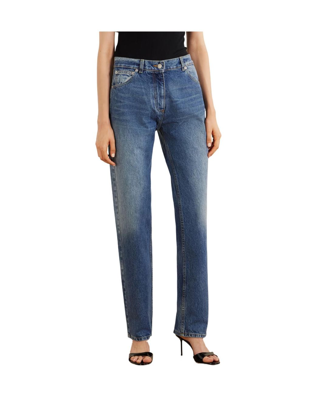 Magda Butrym Blue High-Rise Straight-Leg Boyfriend Jeans
