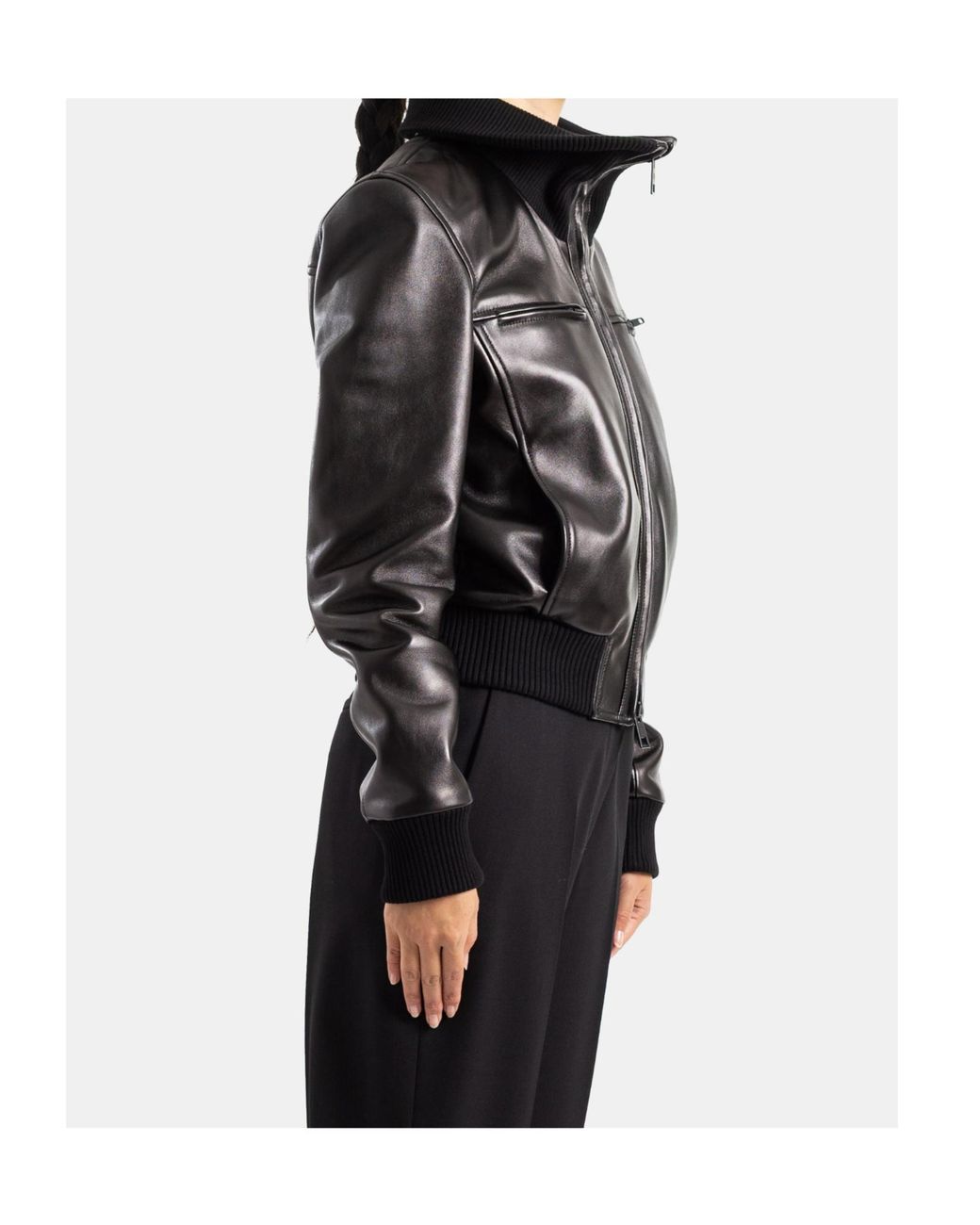 Balenciaga Black Ribbed-Trim Zip-Up Jacket