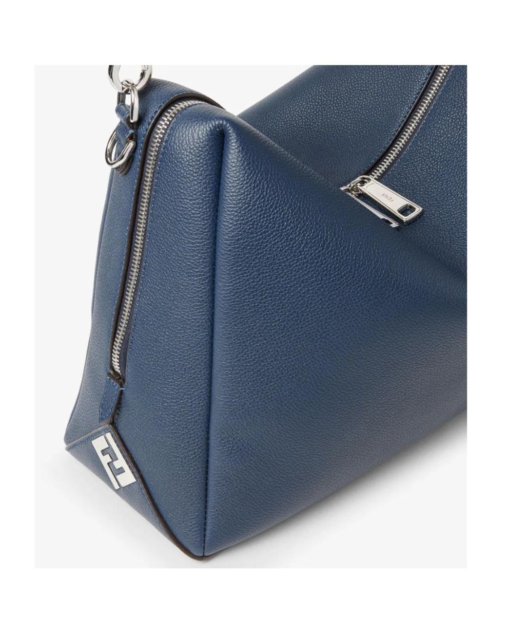 Fendi Blue Large Lui Pebbled Leather Messenger Bag for men