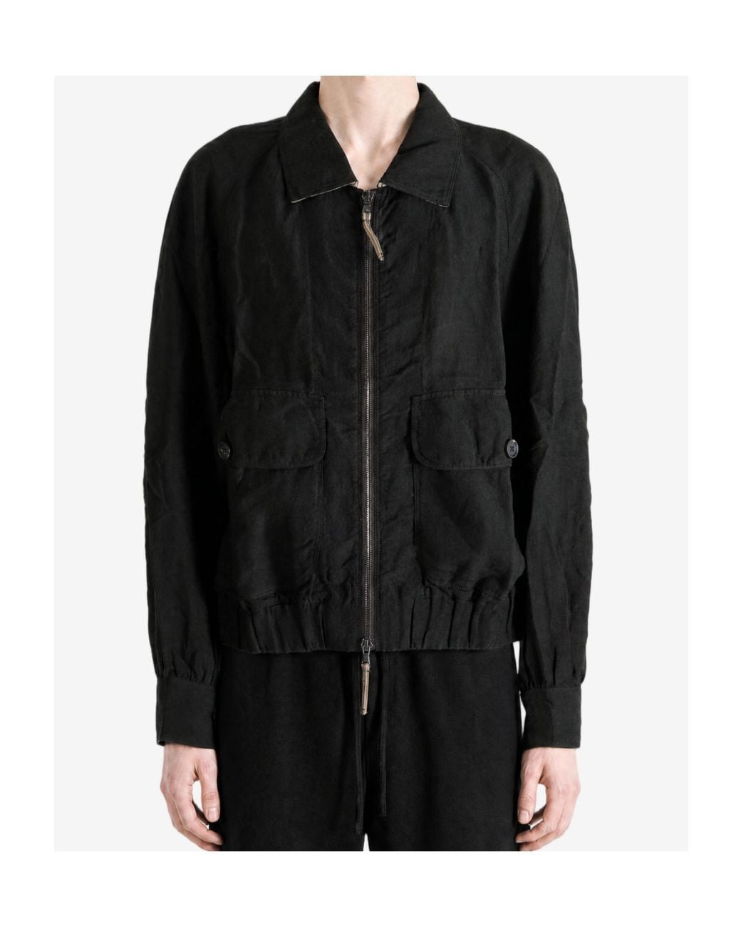 Ziggy Chen Black Puppytooth Cropped Aviator Jacket for men
