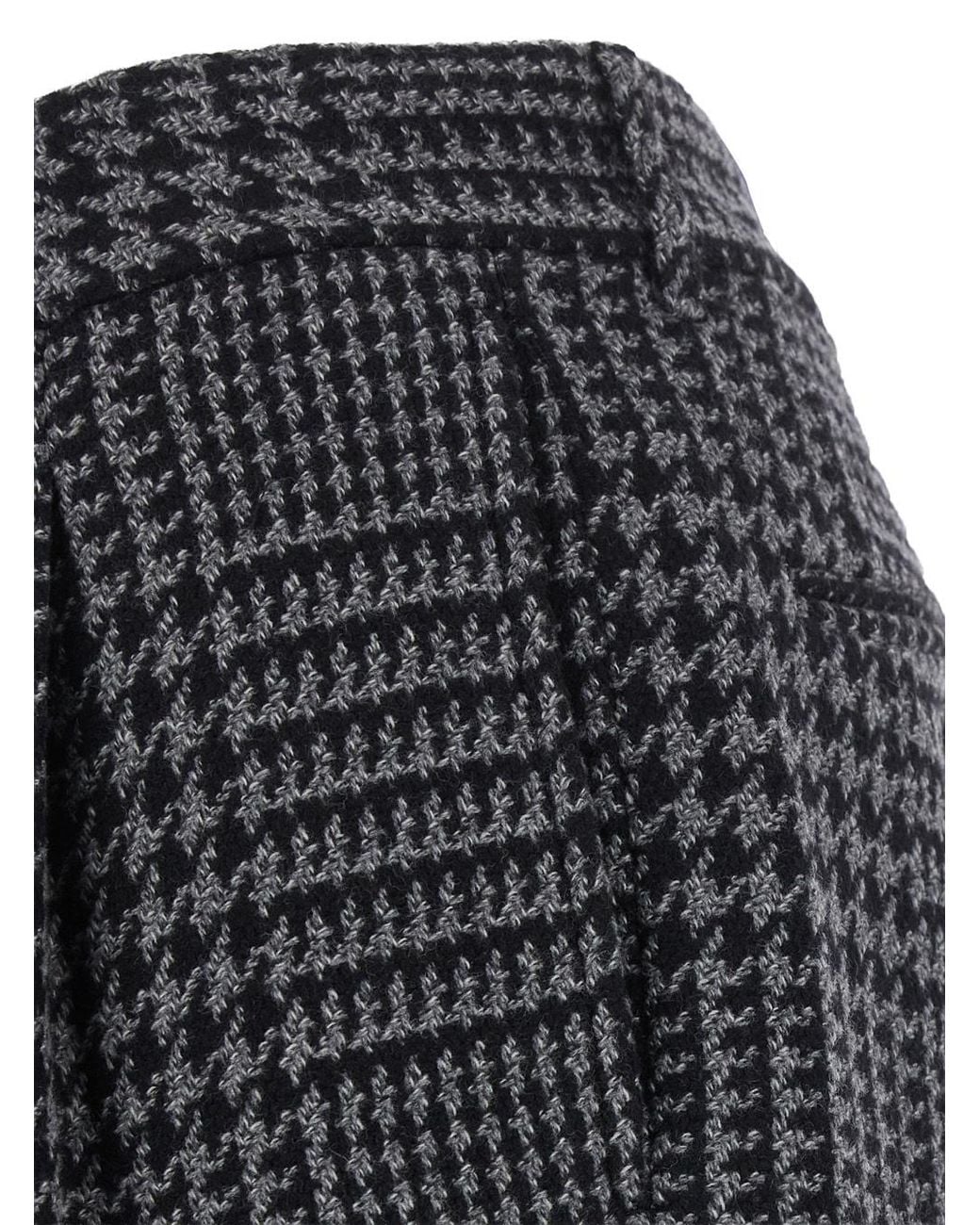 Emporio Armani Gray High-Waisted Pleated Trousers With A Houndstooth Pattern for men