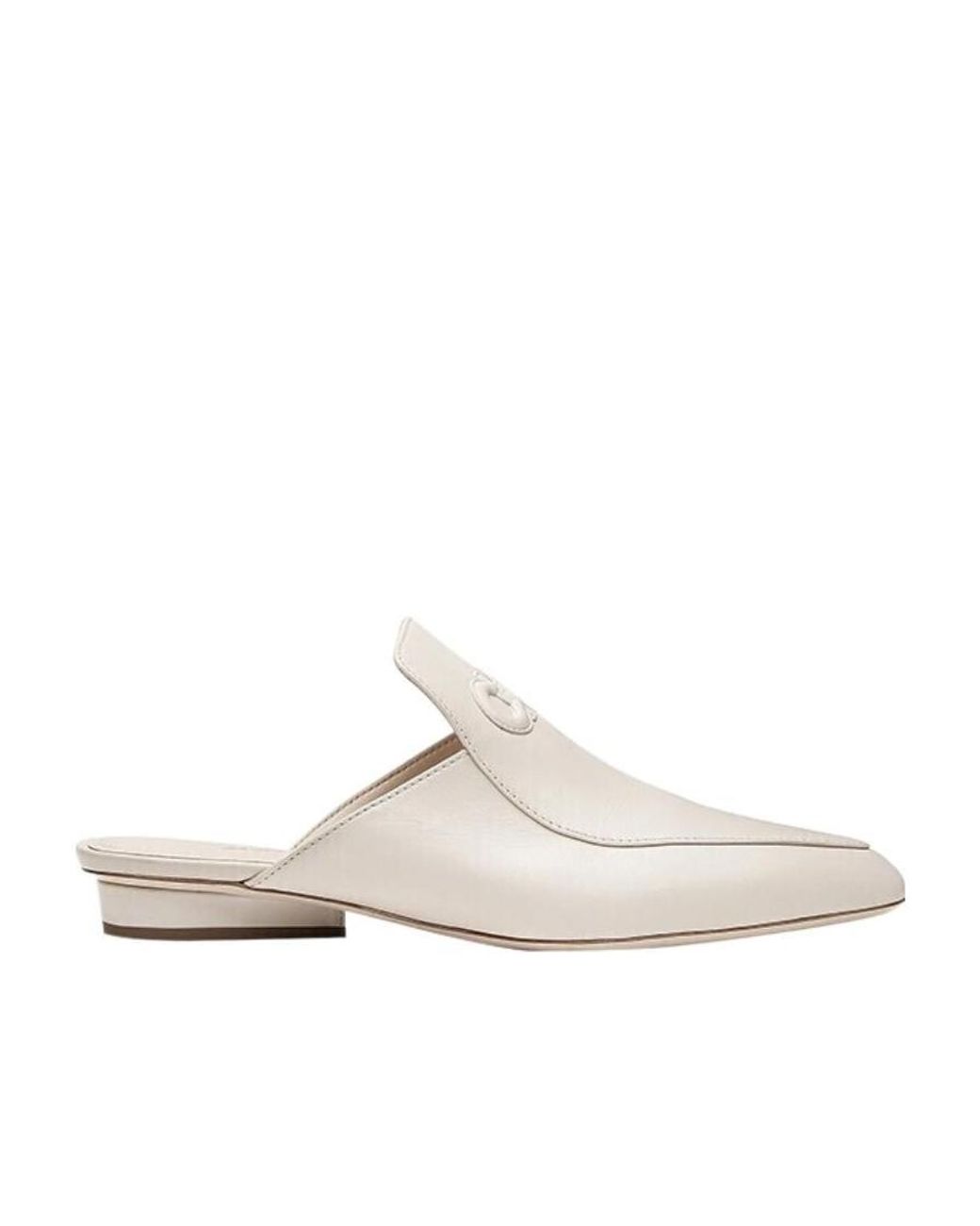 Ferragamo White Logo Flat Mules