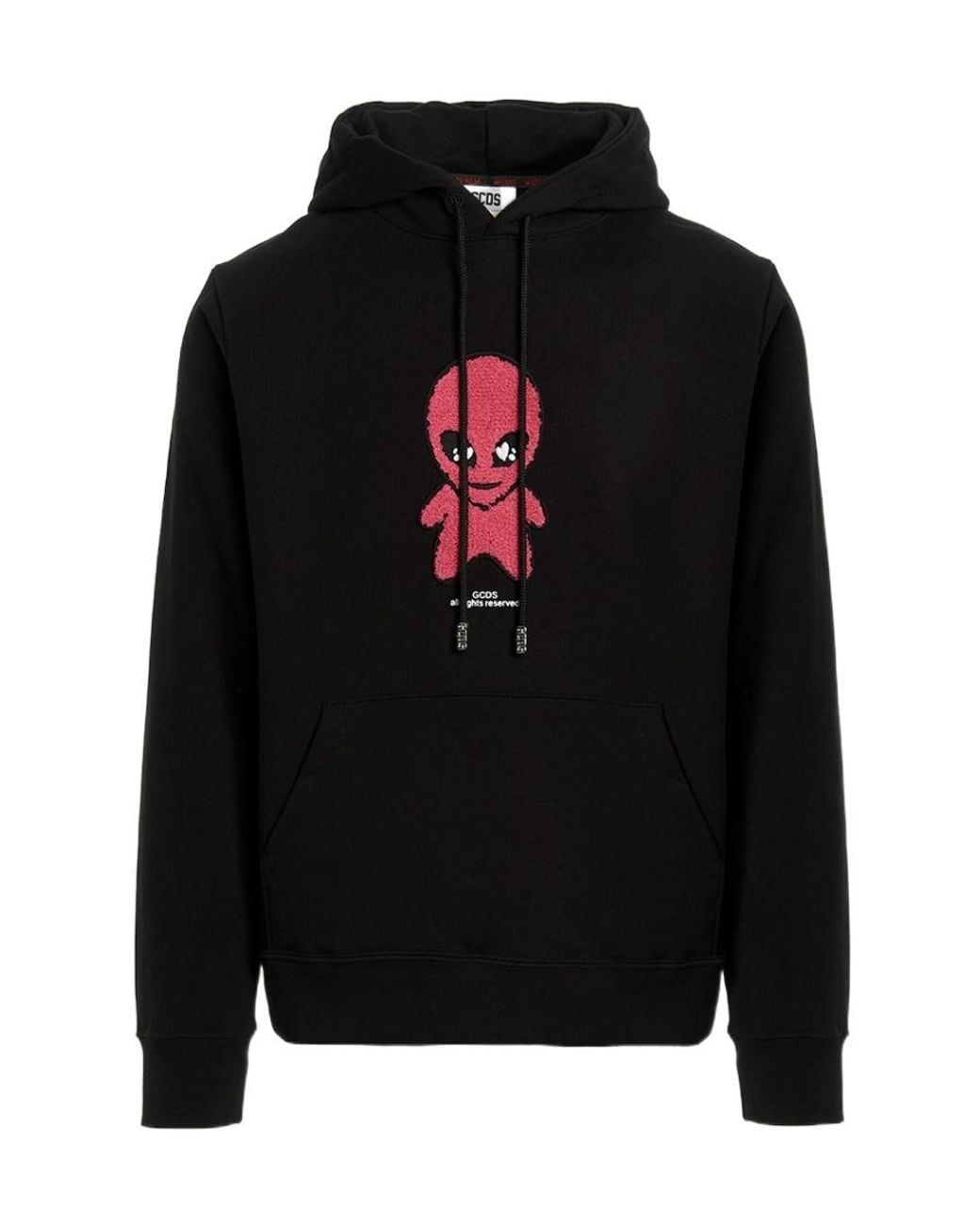 Gcds Black Weirdo Drawstring Hoodie for men