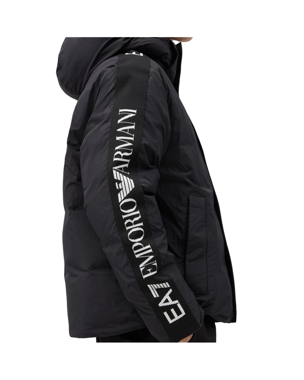 EA7 Blue Oversized Fit Padded Hooded Bomber Jacket for men