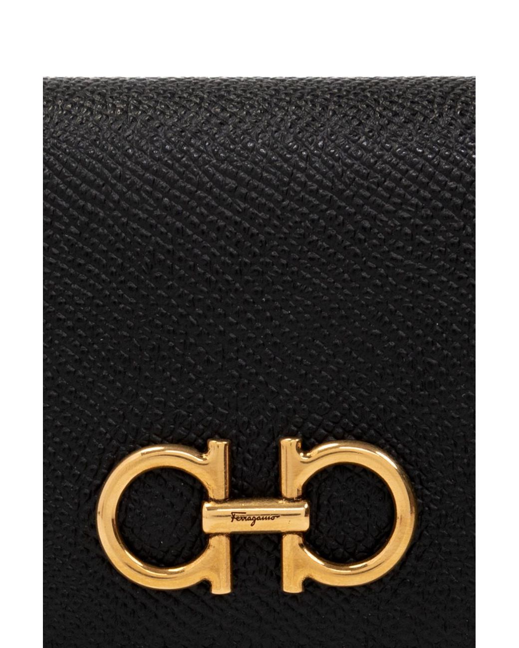 Ferragamo Black Ferragamo Gancini Plaque Card Holder