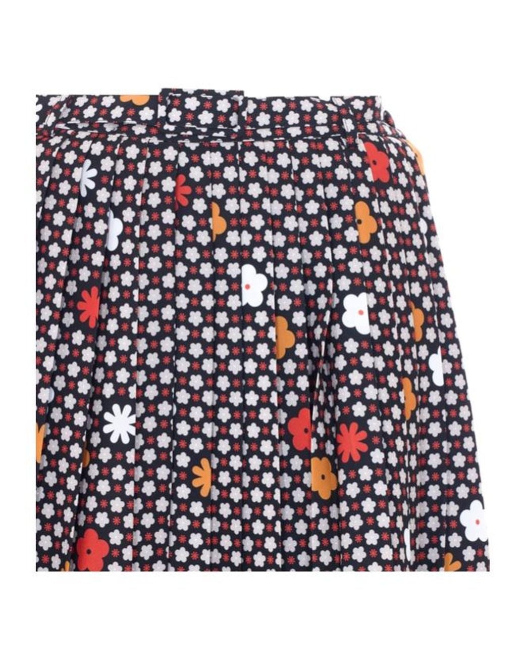 MM6 by Maison Margiela Multicolor Floral-Printed Pleated Midi Skirt