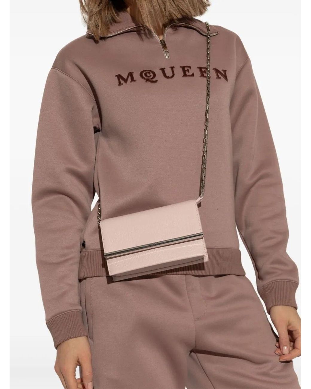 McQueen Pink Cross-Bar Mini Crossbody Bag