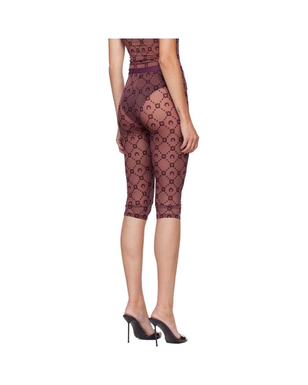 MARINE SERRE Red Cropped Leggings