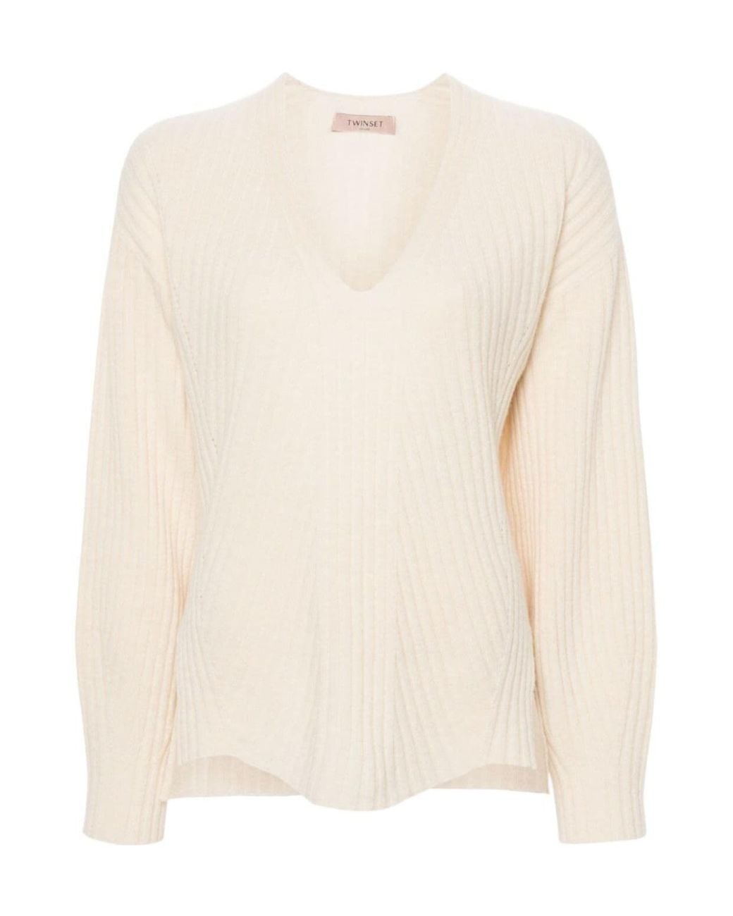 Twinset Natural V-Neck Knitted Jumper