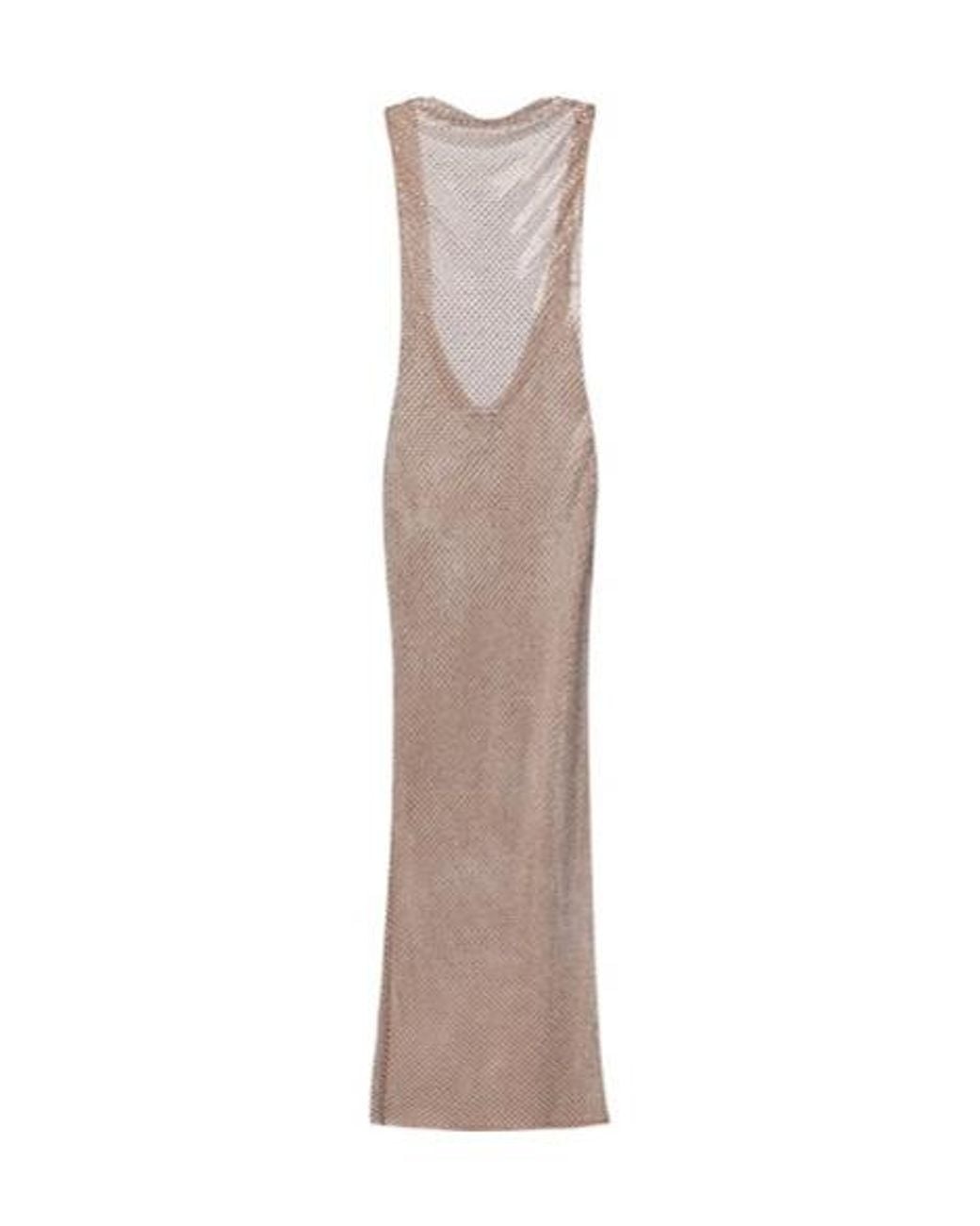 Self-Portrait Brown Rhinestone Draped Open-Back Maxi Dress