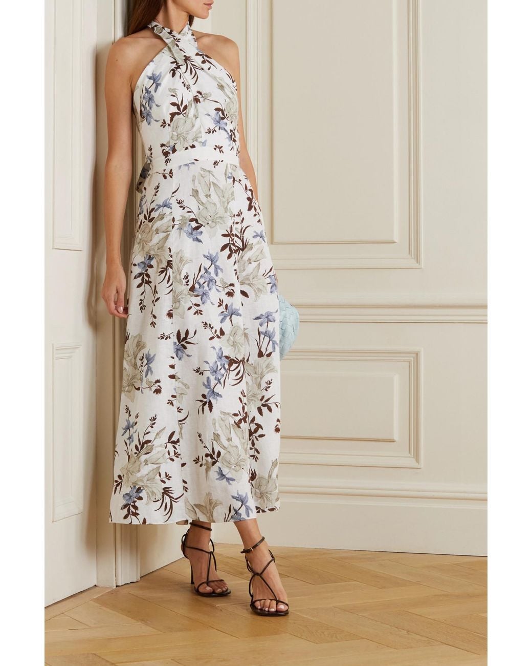 Erdem White Selene Floral Print Dress With Bow Decoration