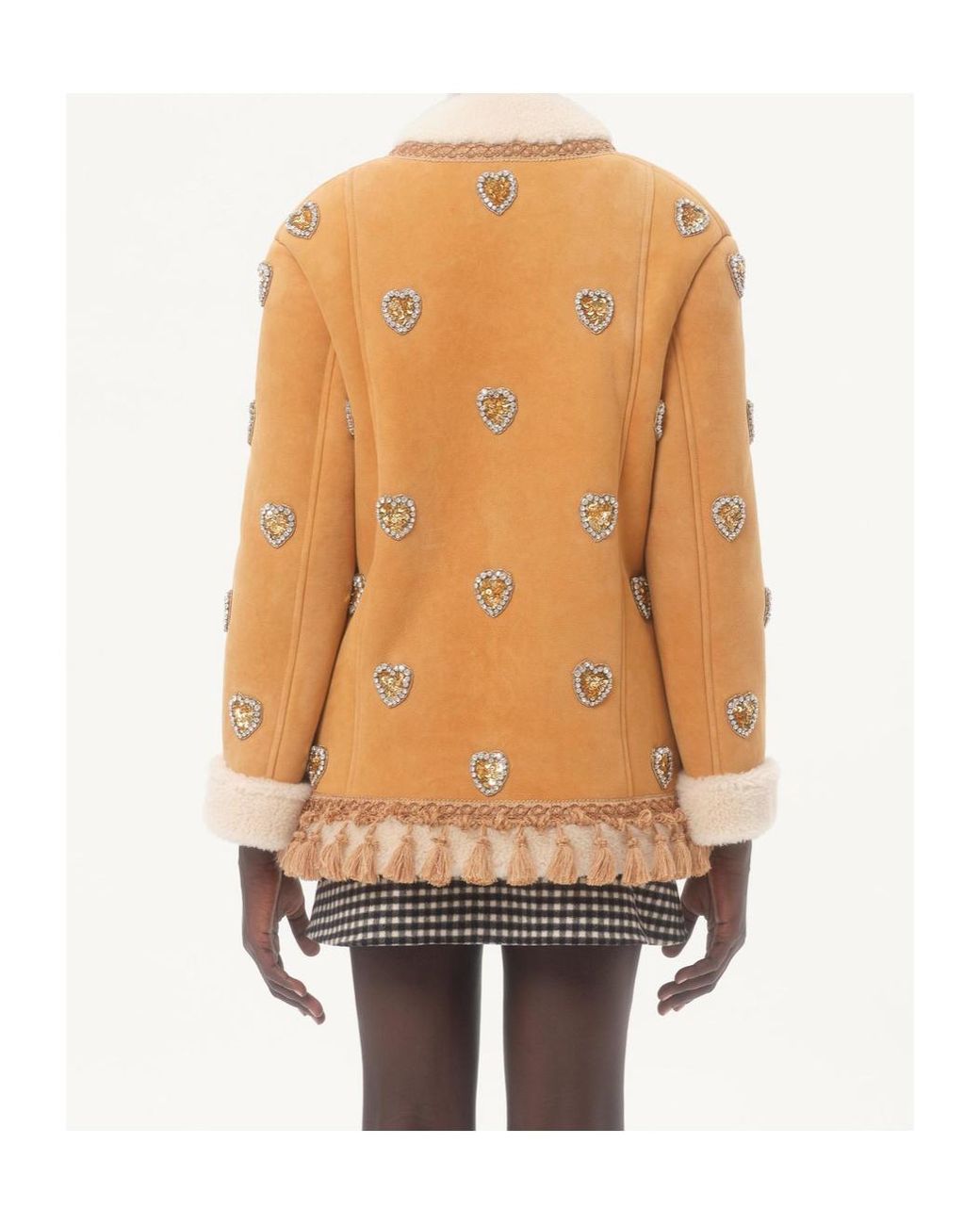 Valentino Natural Embroidered Heart Embellished Coat