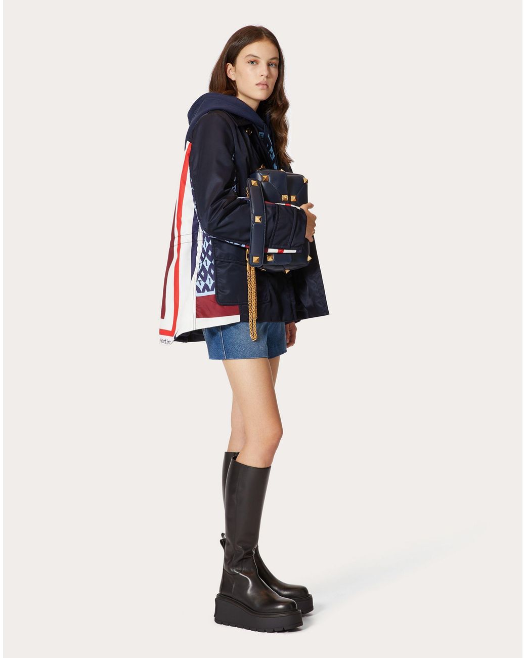 Valentino Blue Foulard Archive Print Peacoat