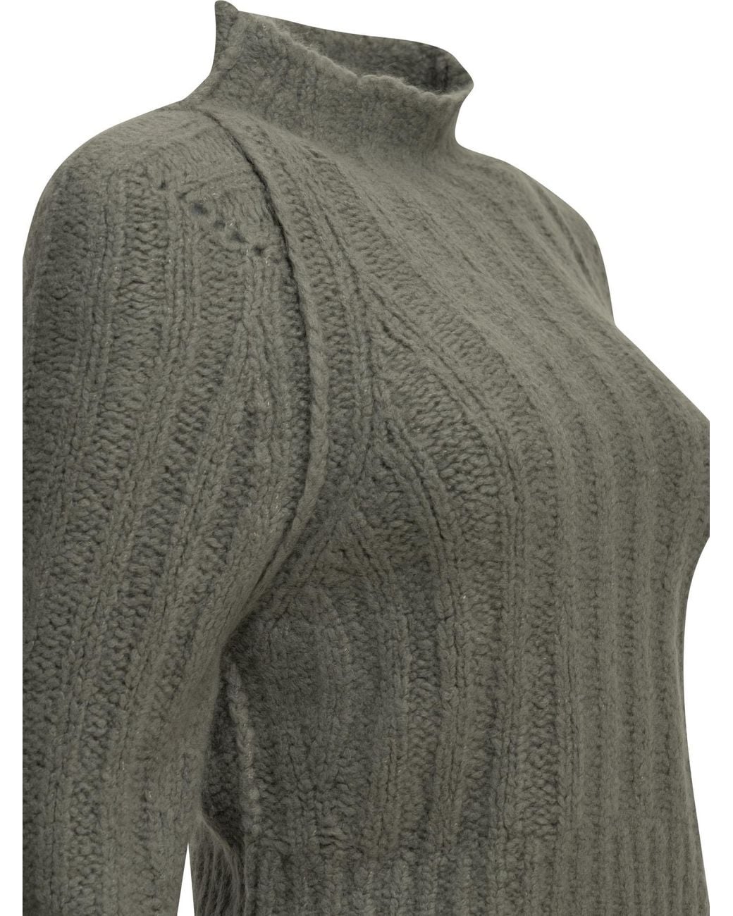 Rick Owens Green Cropped Mock-Neck Knitted Top