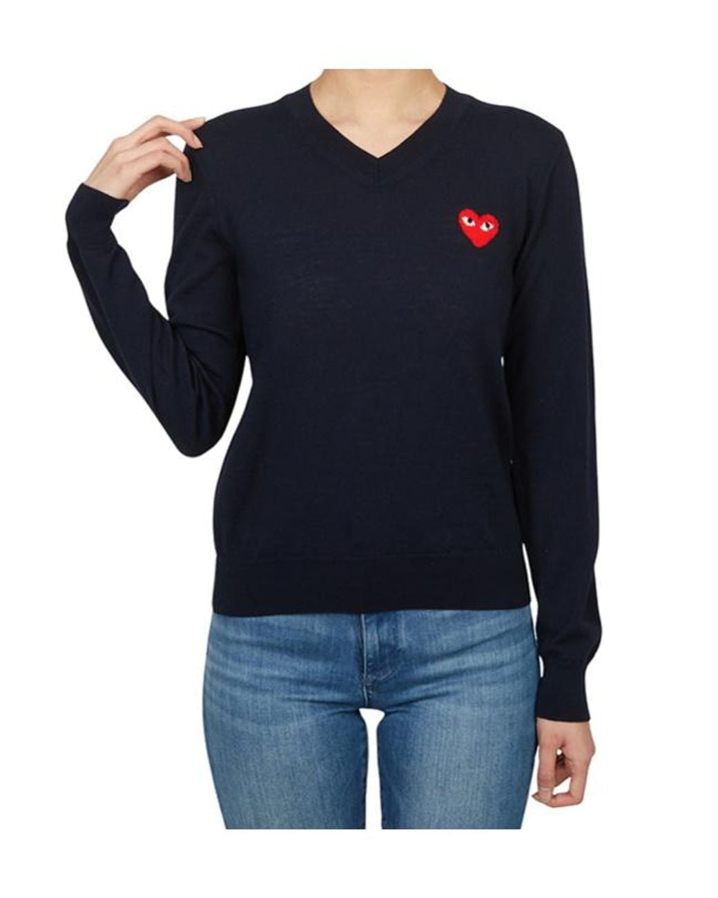 COMME DES GARÇONS PLAY Blue Long Sleeve Sweater