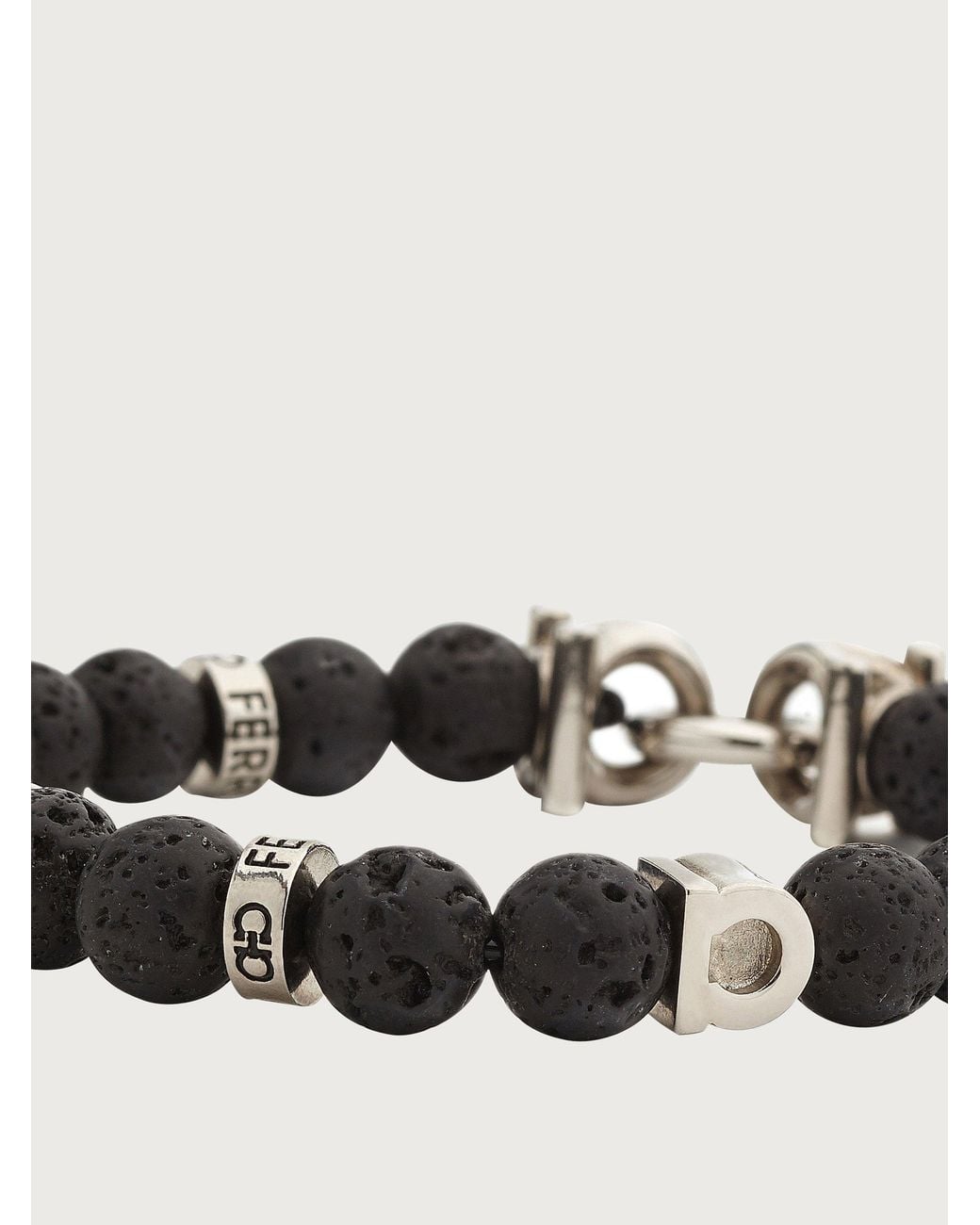 Ferragamo White Ferragamo Logo Engraved Branded Bracelet for men