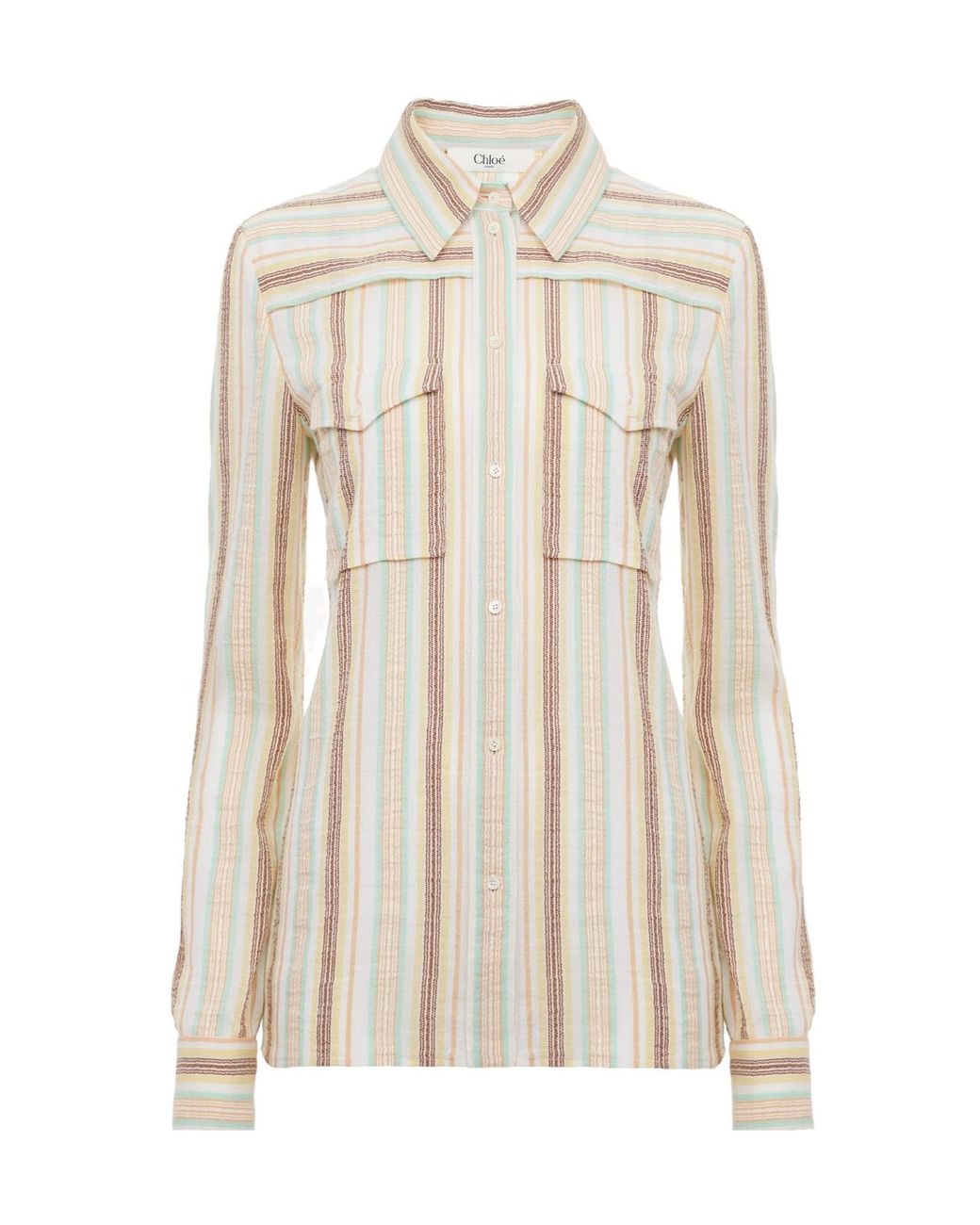 Chloé Natural Chloé Striped Long-Sleeved Shirt