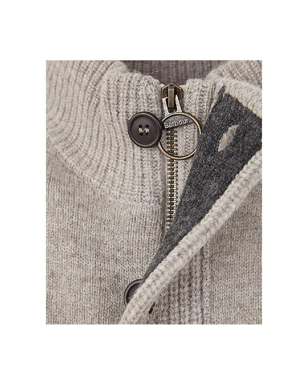 Barbour Gray High-Neck Button-Up Cardigan for men