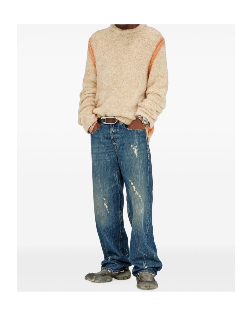 DIESEL Natural Alpaca-Blend Jumper With Spray-Dyed Seams for men