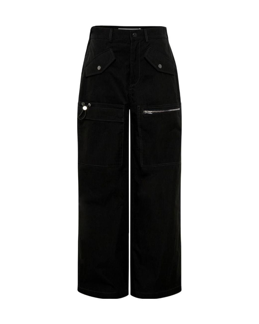 Dion Lee Black Multi-Pocket Straight-Leg Trousers