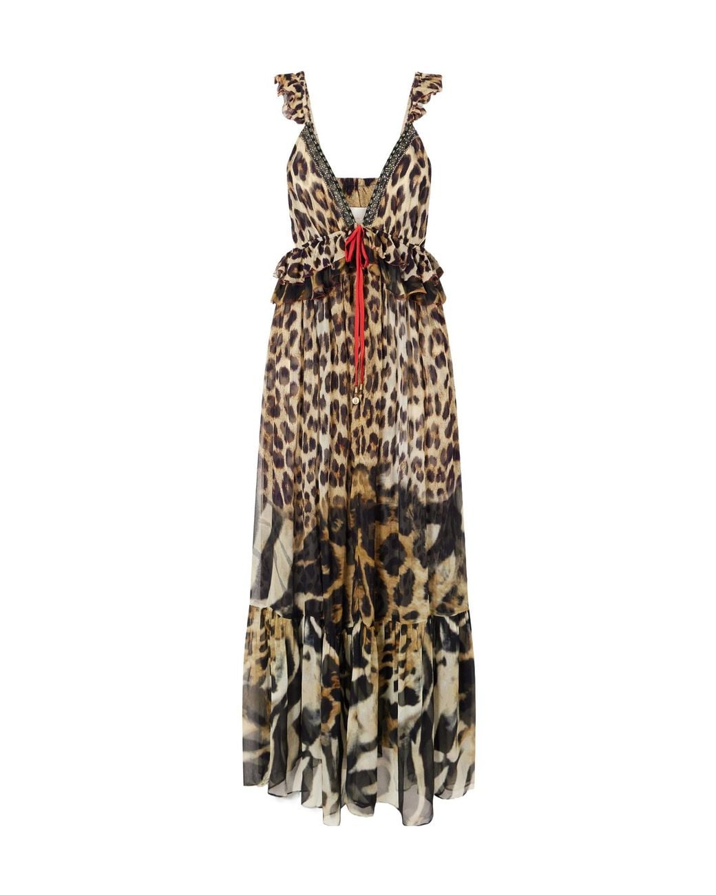 Camilla Multicolor Crystal-Embellished Animal-Print Silk Maxi Dress