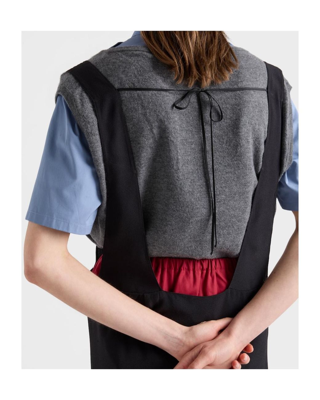 Prada Black Satin Sablé Dress With Suspenders