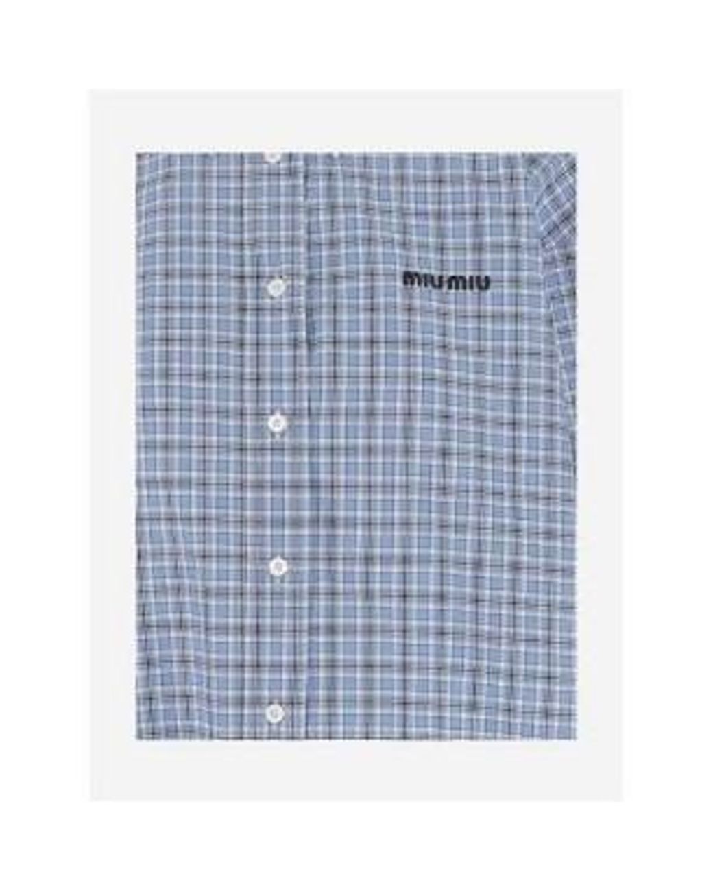 Miu Miu Blue Checked Cropped Shirt