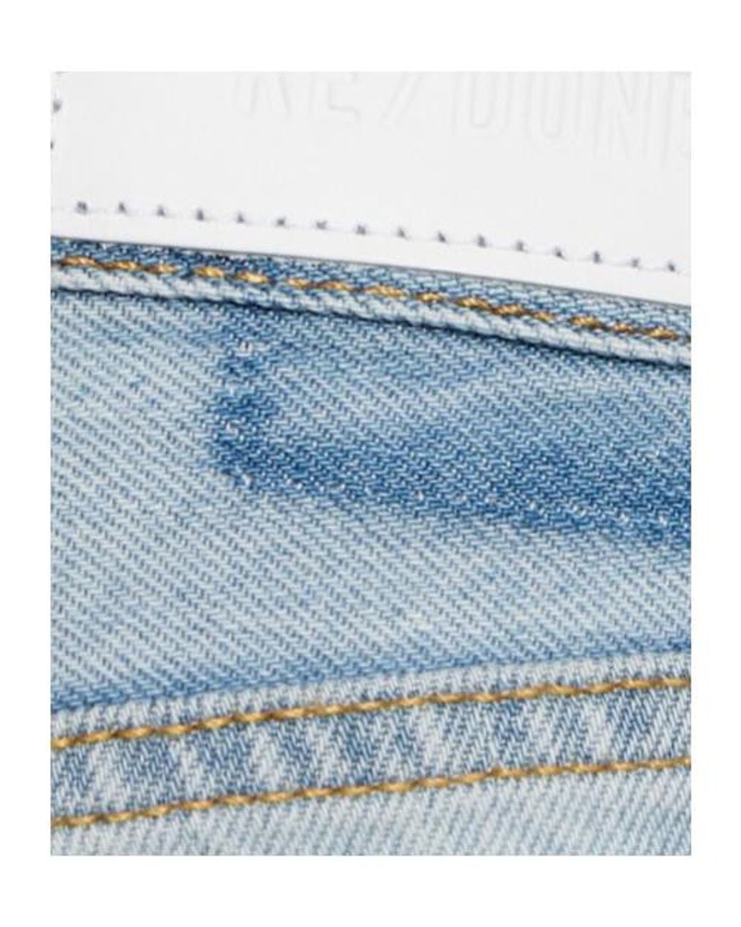 Re/done Blue Ripped Denim Pants With Decorative Hem