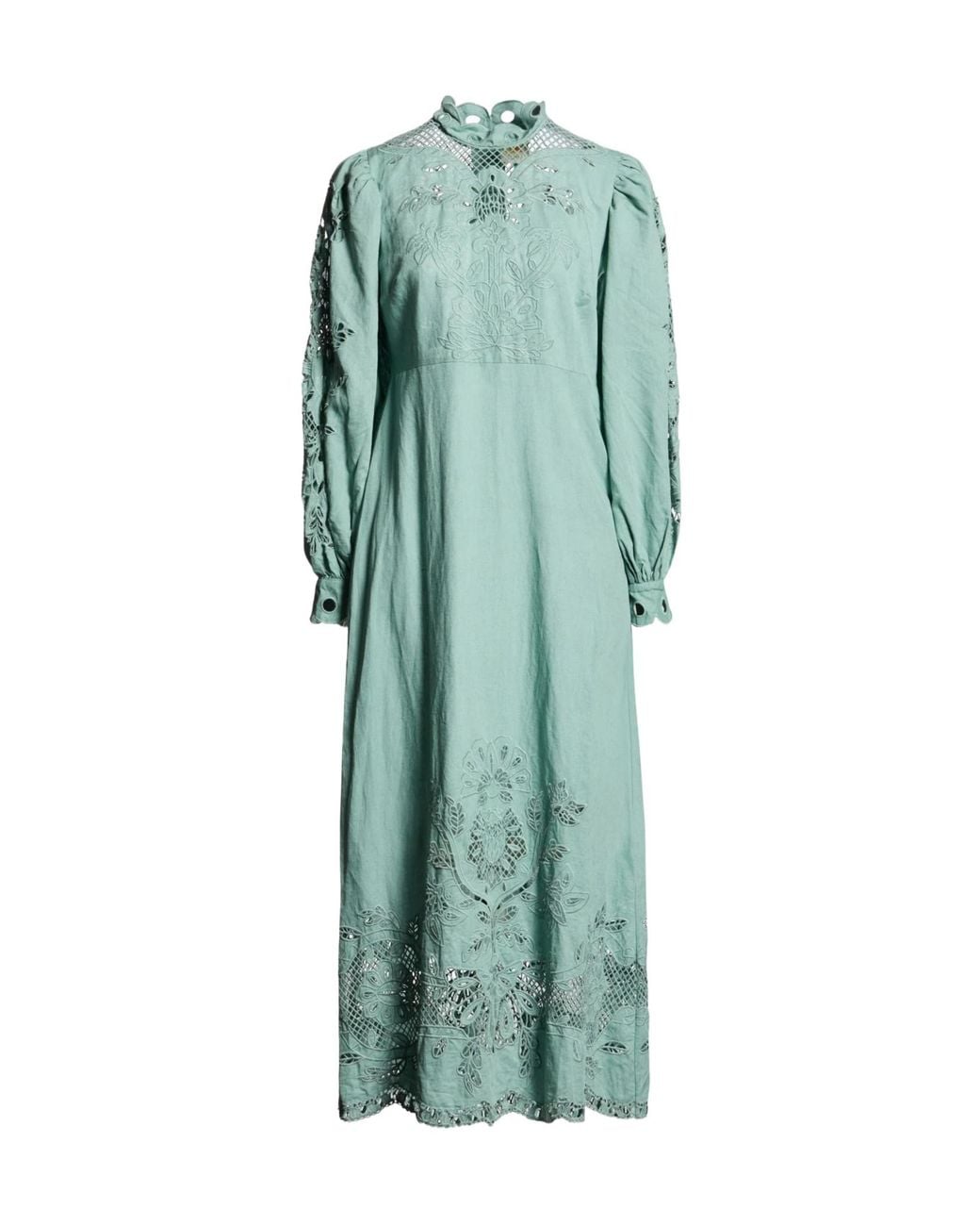 Farm Rio Green Longsleeve Waistcinched Dress