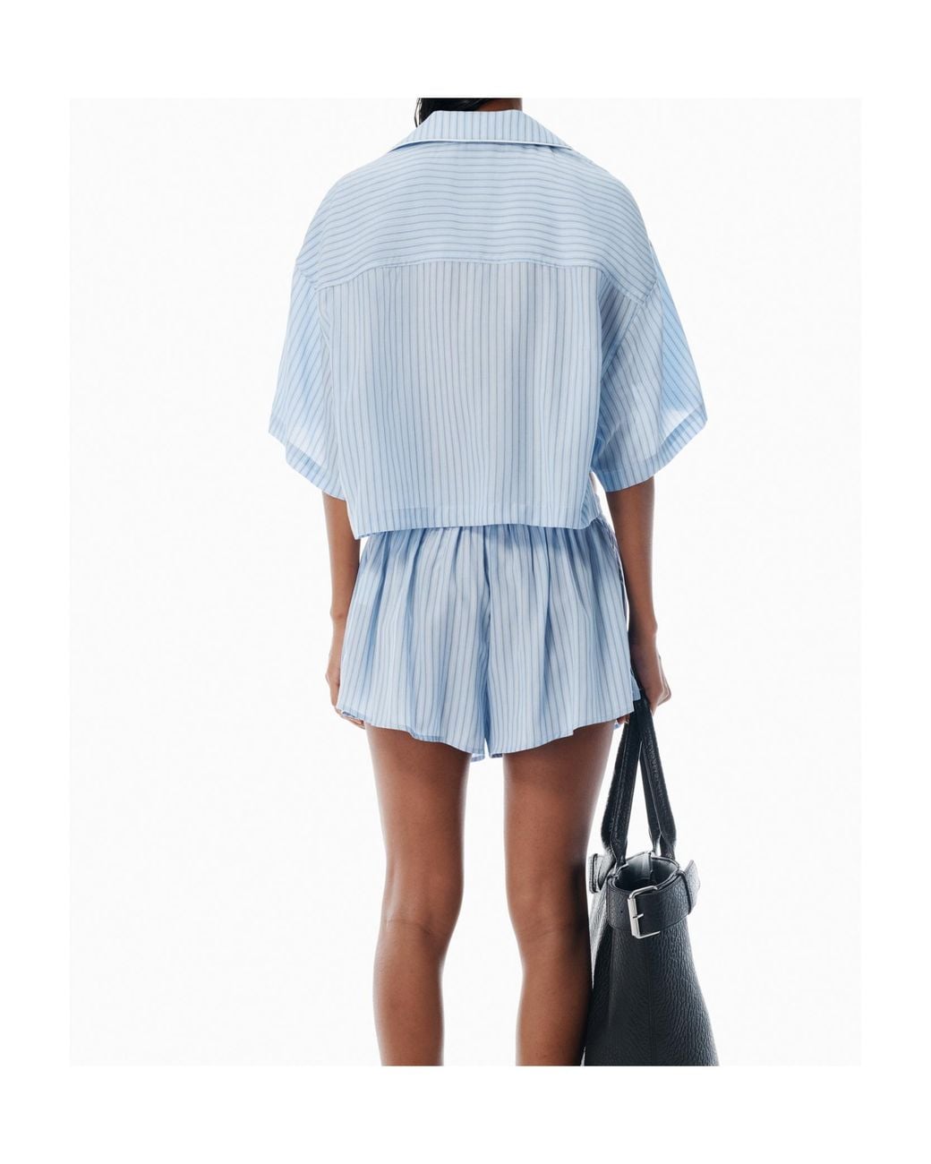 T By Alexander Wang Blue Striped Boxy Shirt