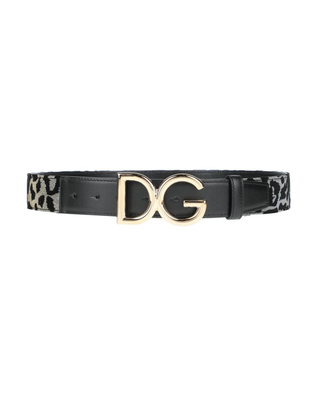 Dolce & Gabbana Black Leopard Print Velvet Belt With Buckle
