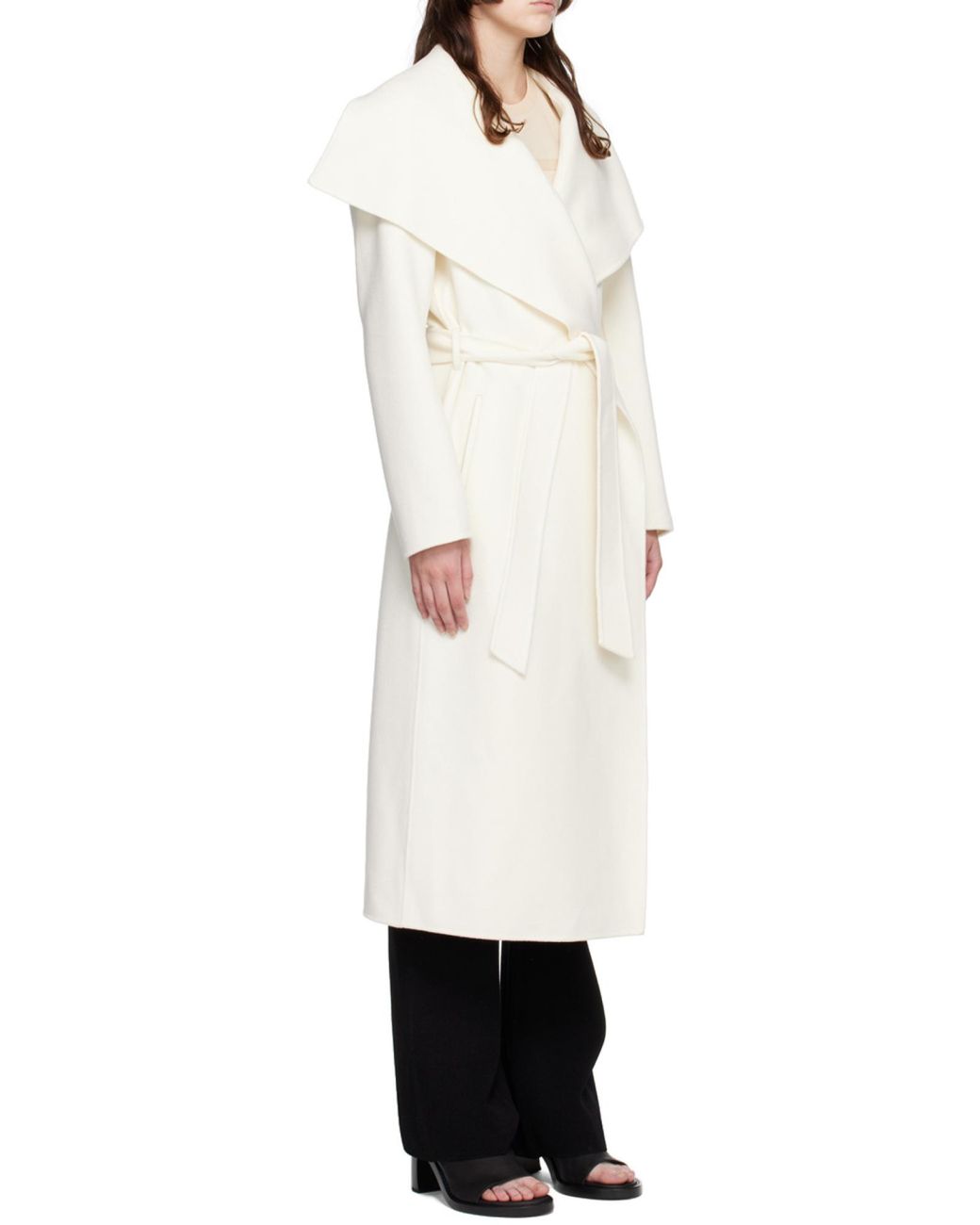 Mackage White Double-Sided Wool Wrap Coat