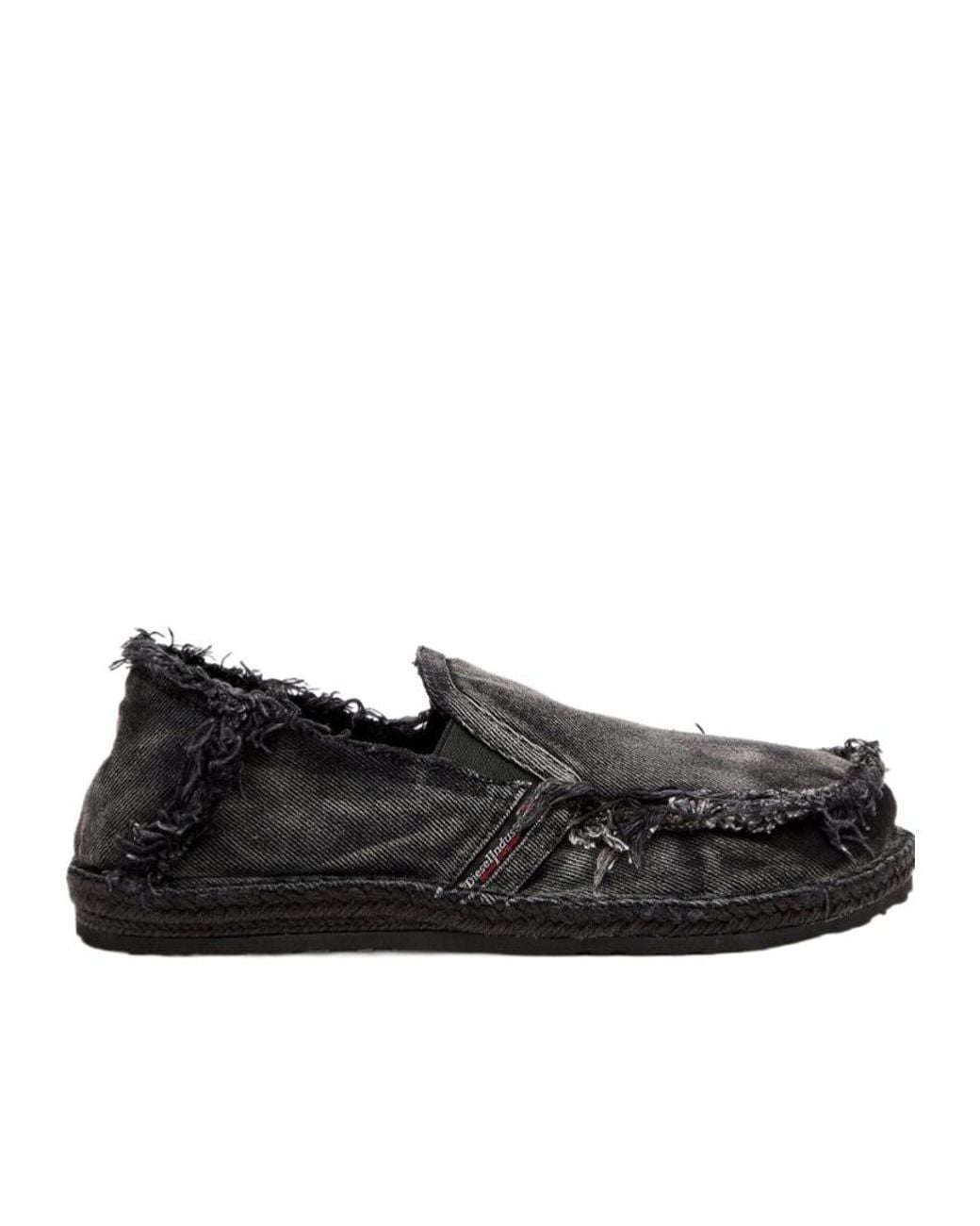 DIESEL Black D-Lukas Frayed Espadrilles for men