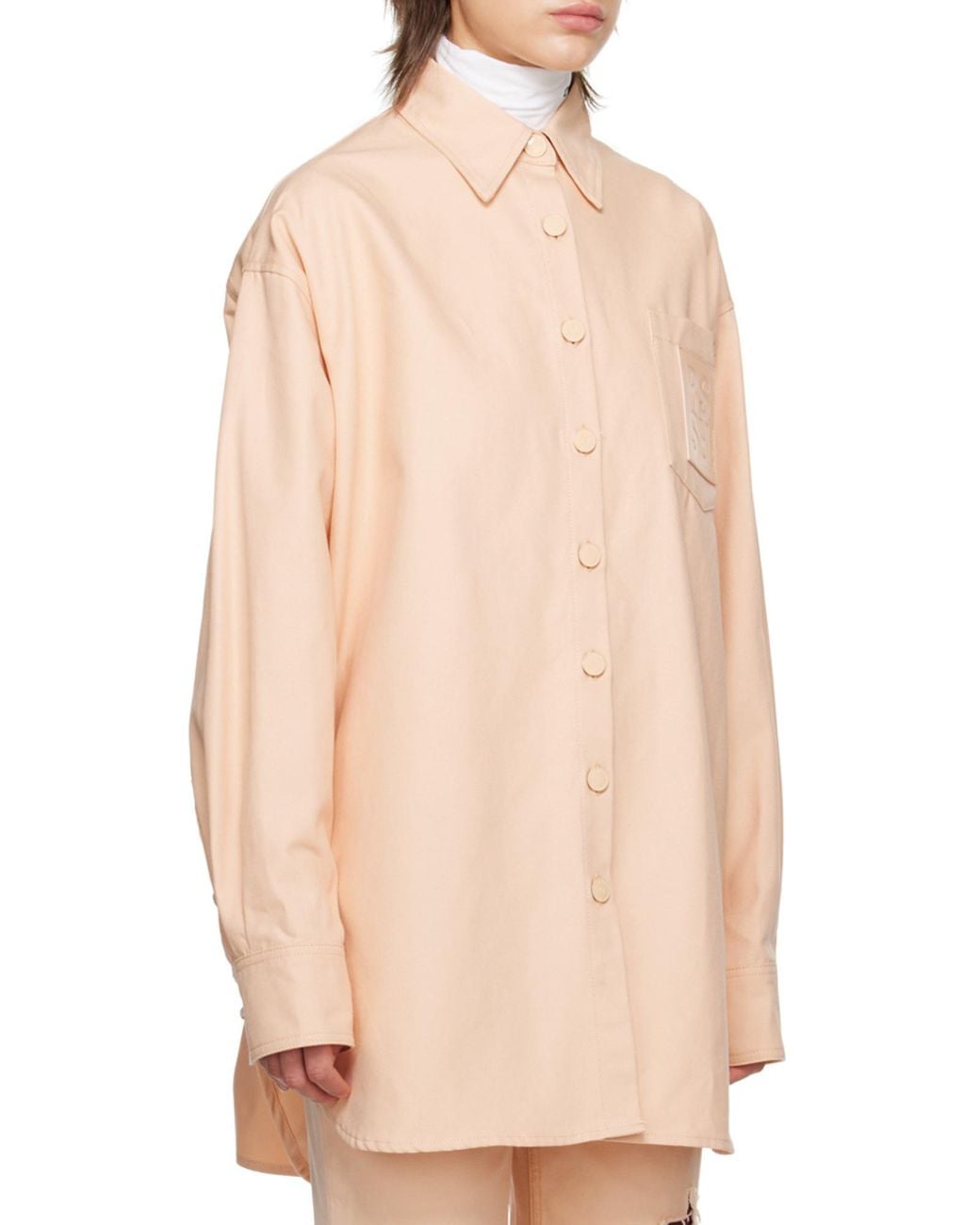 Raf Simons Pink Logo-Patch Oversized Shirt