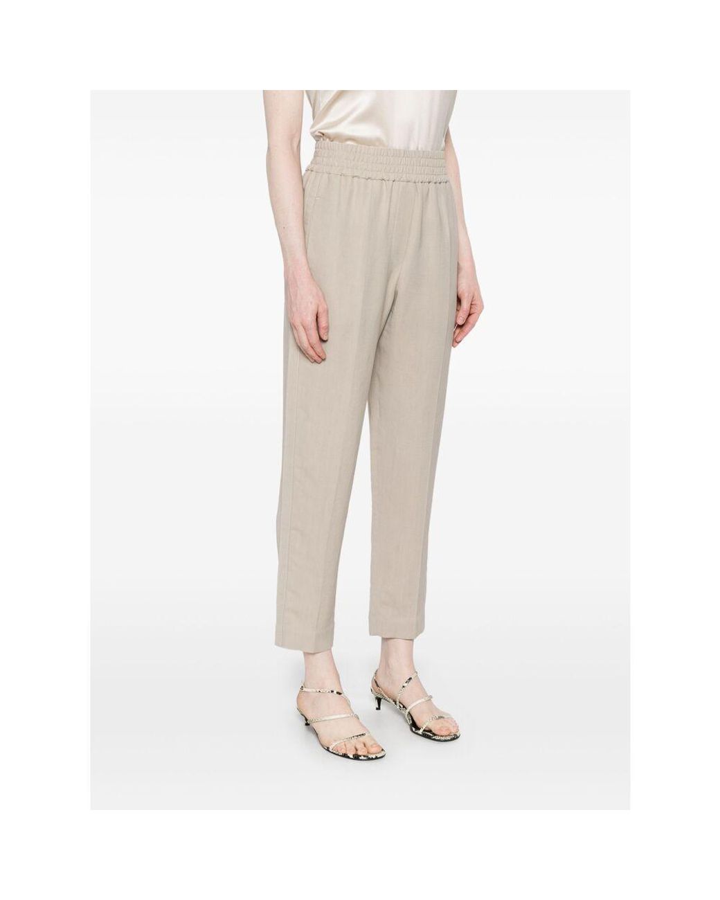 Brunello Cucinelli Natural Fluid Twill Baggy Pull-On Trousers