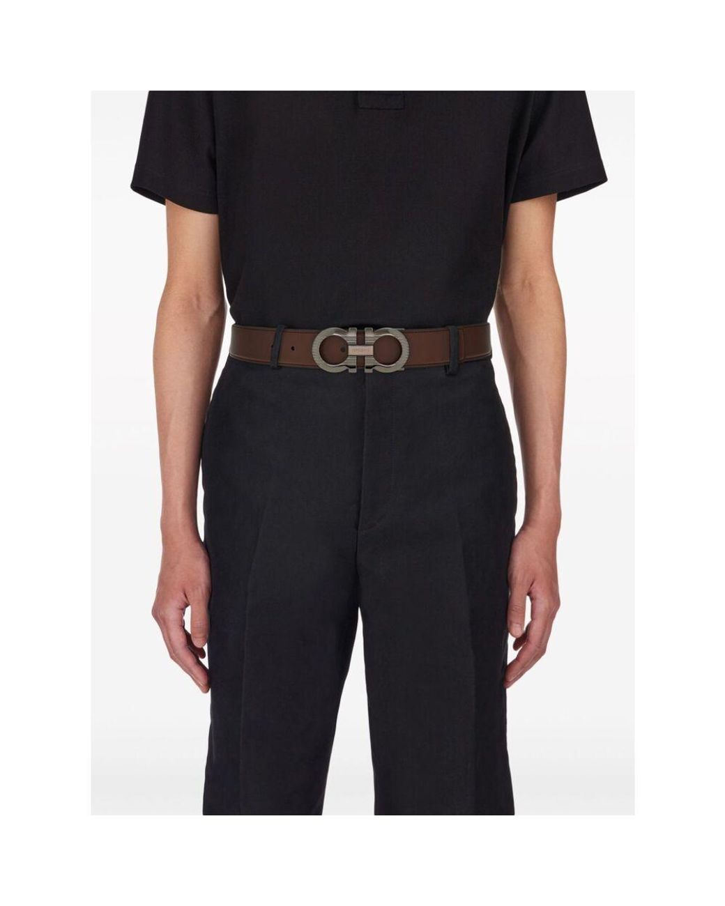 Ferragamo White Reversible Belt for men