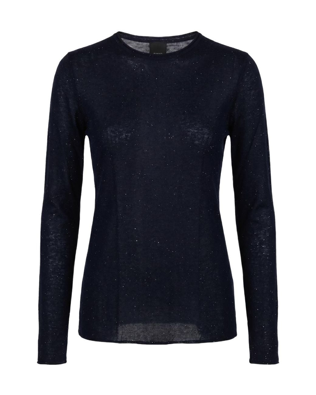 Pinko Blue Glitter-Embellished Long-Sleeve Sweater