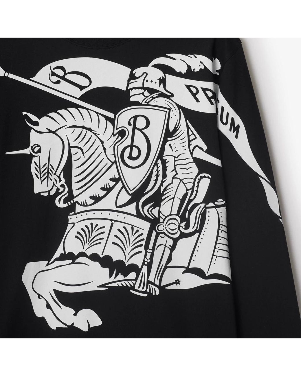 Burberry Black Long Sleeve T-Shirt With Ekd Print for men