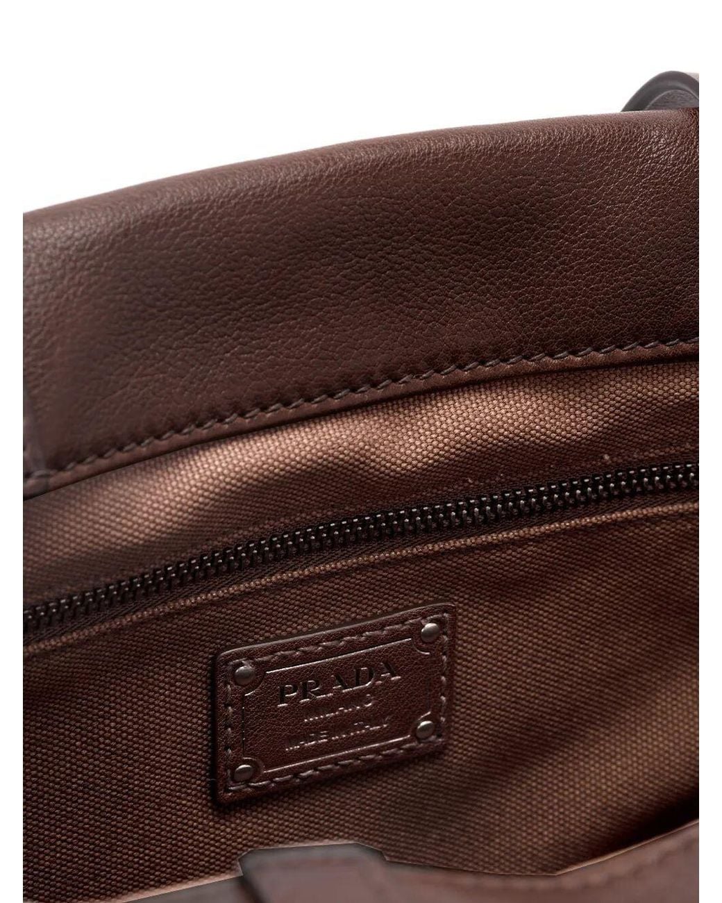 Prada Brown Route Medium Leather Tote Bag