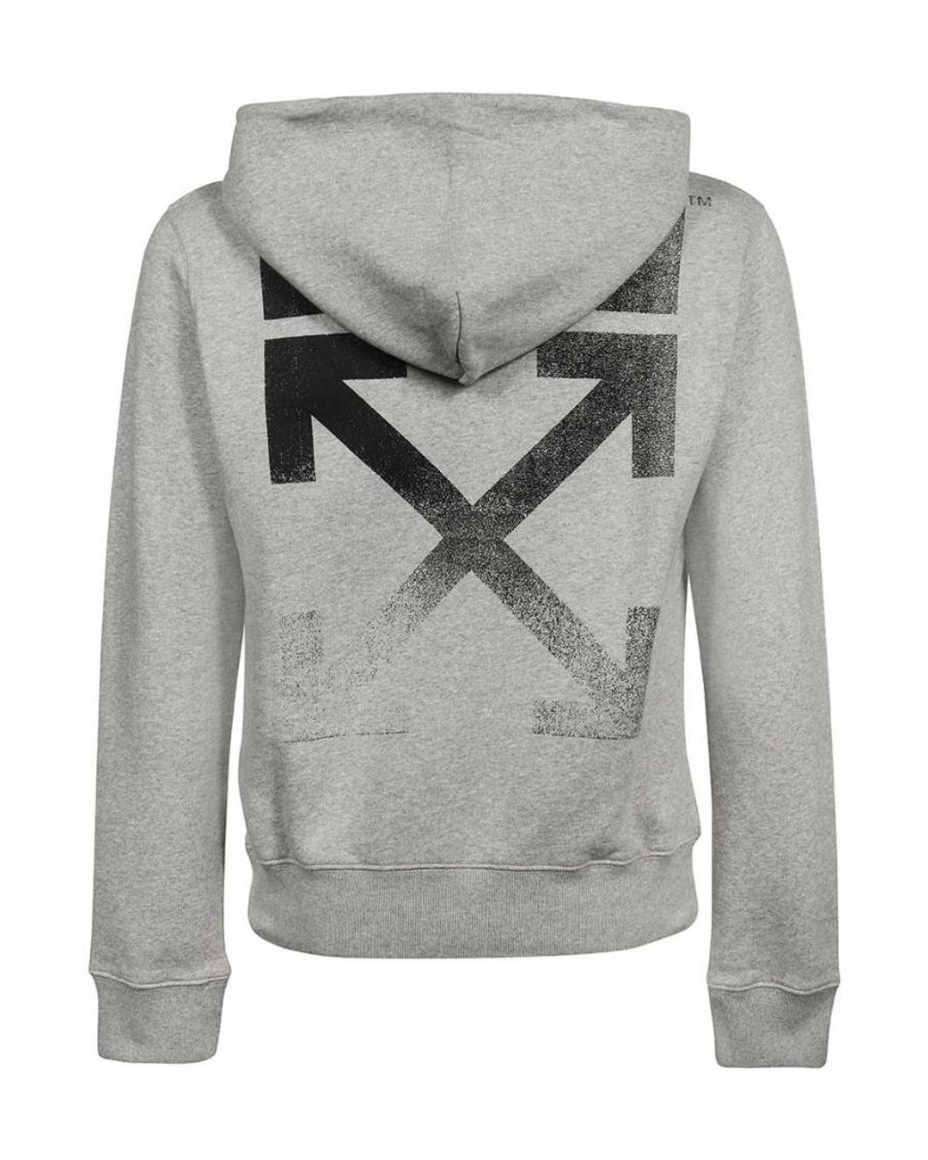 Off-White c/o Virgil Abloh Gray Arrows-Print Logo Drawstring Hoodie for men